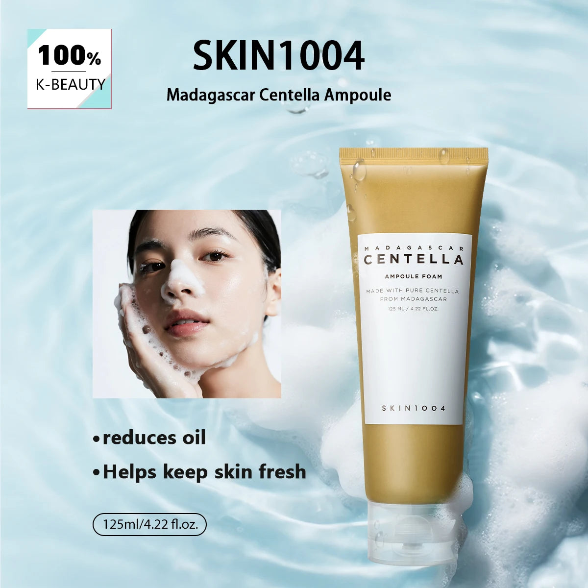 SKIN1004 Madagascar Centella Ampoule Foam Cleanser, 125ml