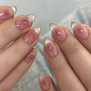 Metallic Cat Eye French Press-On Nails, 24-Piece Set