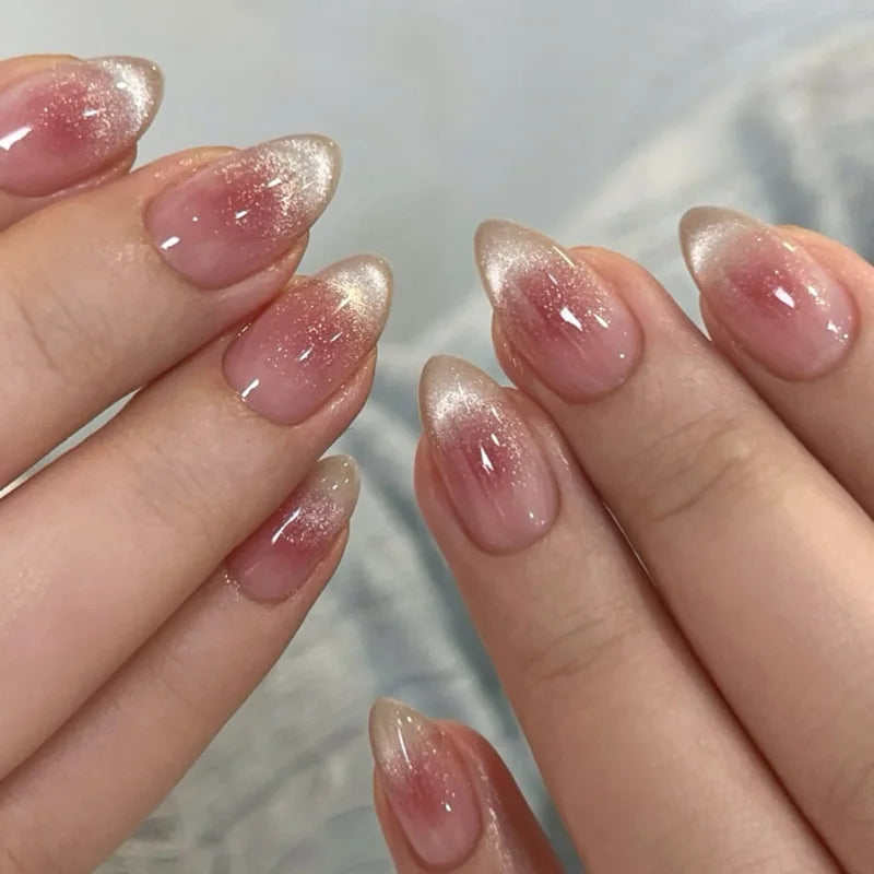 Metallic Cat Eye French Press-On Nails, 24-Piece Set