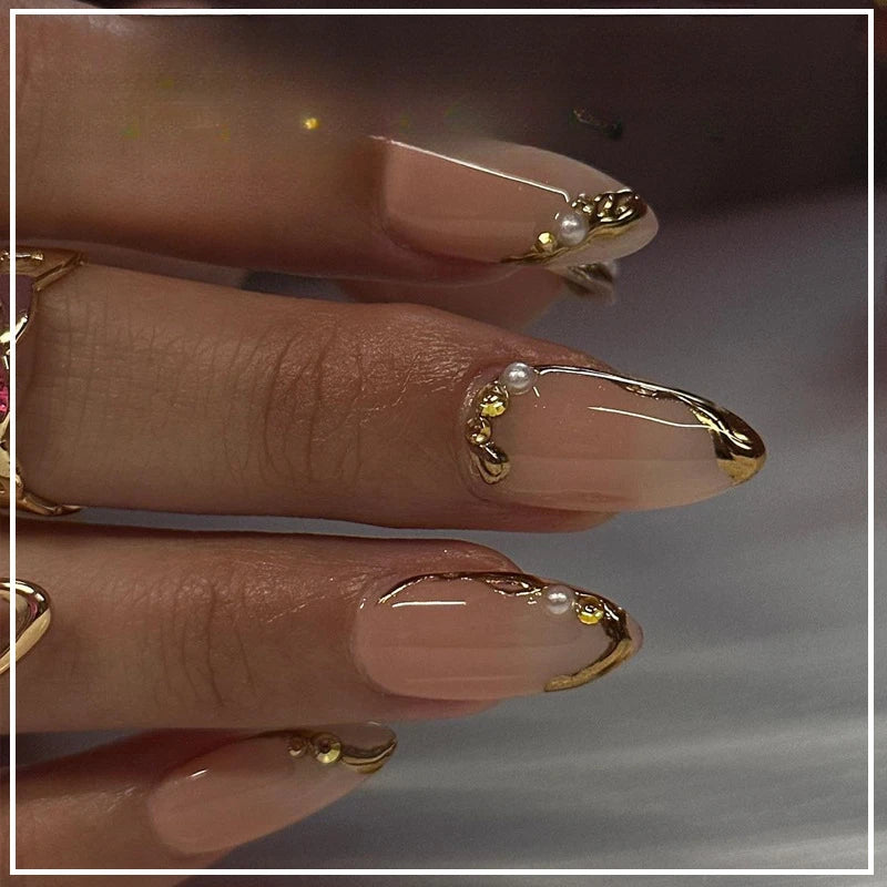 Metallic Cat Eye French Press-On Nails, 24-Piece Set