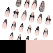 Black Bat Press-On Nails, 24-Piece Almond Set