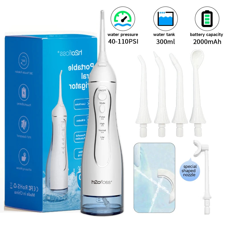 H2ofloss Rechargeable Water Flosser, 300ml, 5 Modes