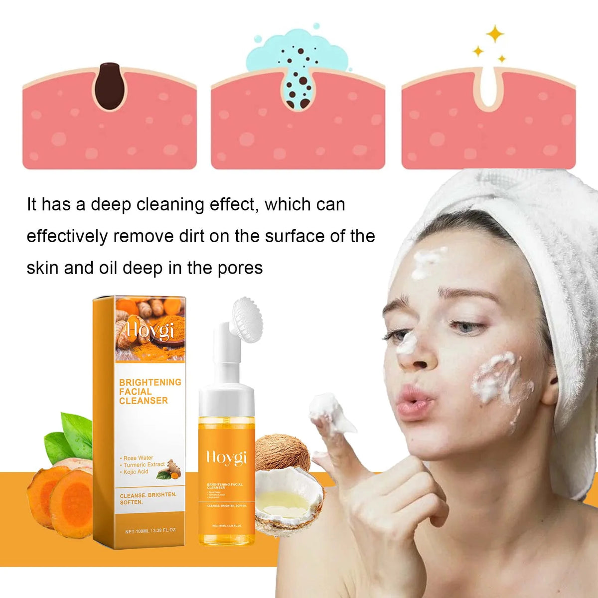 HOYGI Turmeric Facial Cleansing Foam, 100 ml