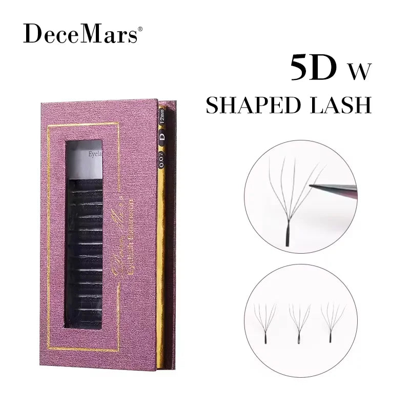 DeceMars 5D W-Shaped Eyelash Extensions, 12-Line Tray
