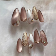 Romantic Y2K Star Press-On Nails, 24-Piece Almond Set