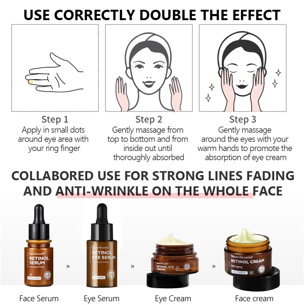 VIBRANT GLAMOUR Retinol Skincare Set, 4 Pieces