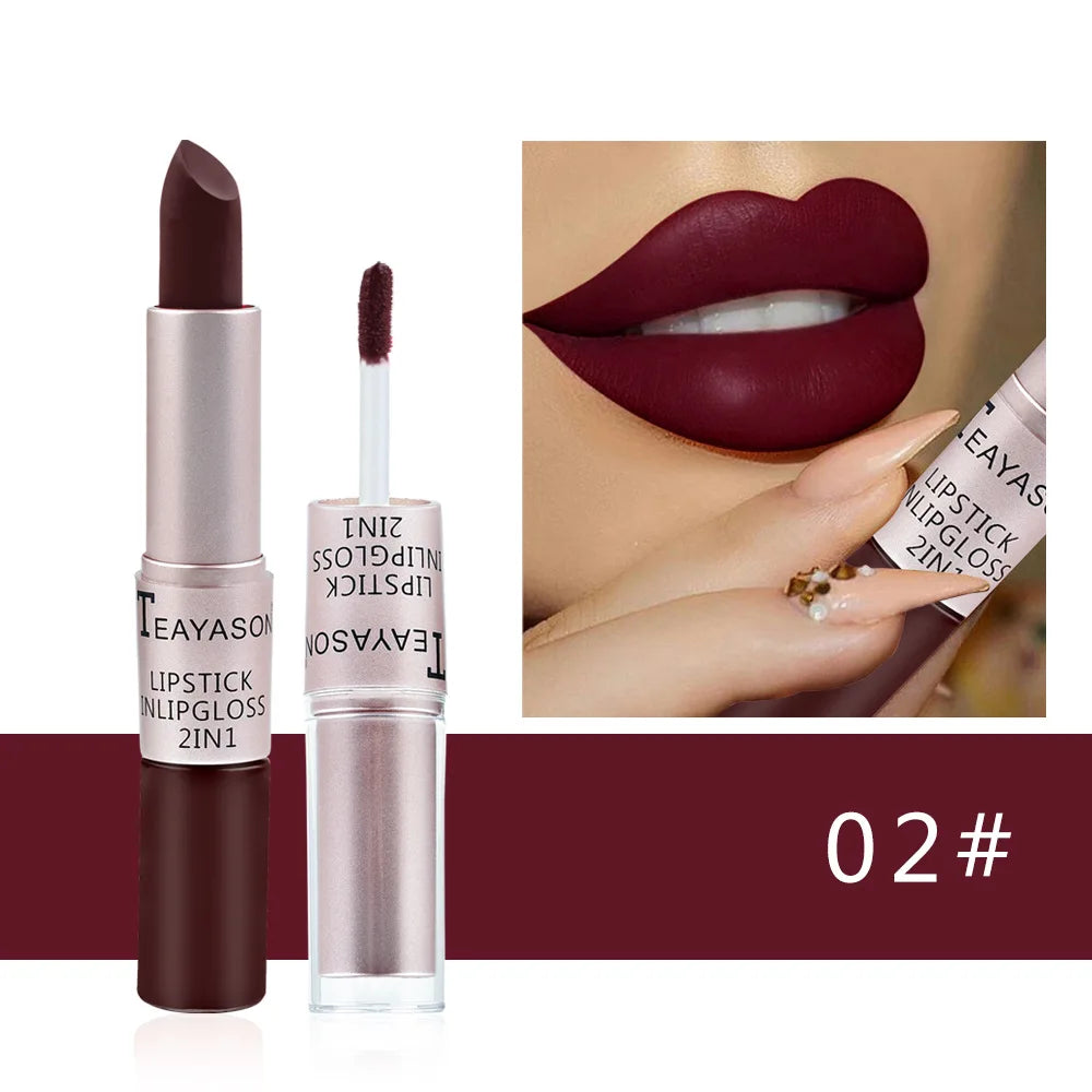 Dual-Ended Velvet Matte Lipstick and Lip Gloss