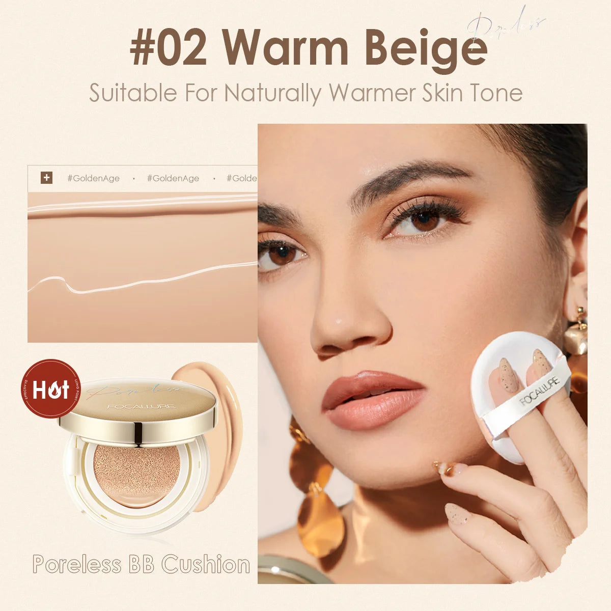 FOCALLURE Waterproof Matte Air Cushion Foundation, 12g