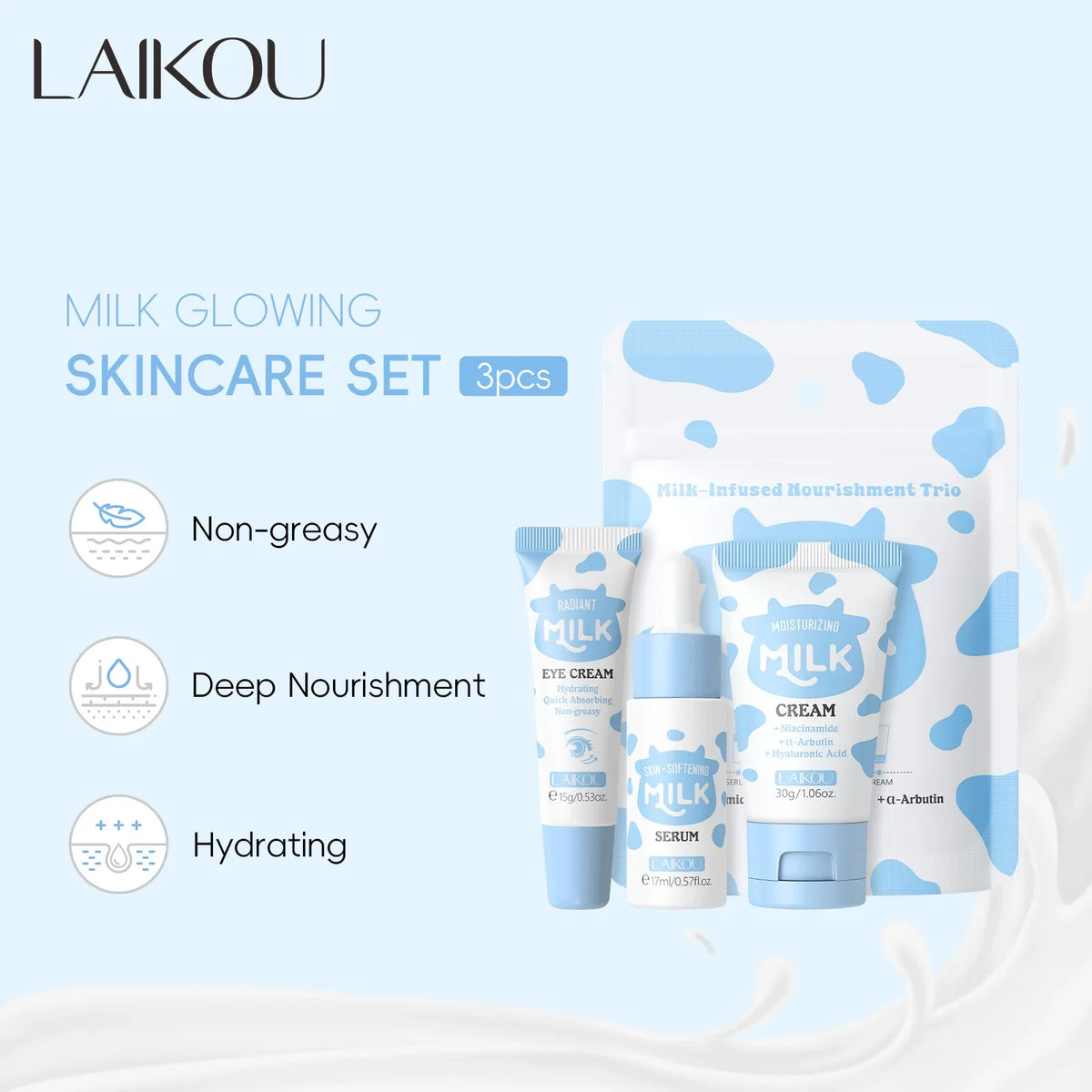 LAIKOU Milk Hydrating Skincare Trio