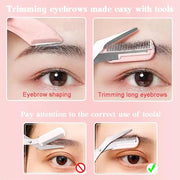 Eyebrow Trimmer Set with Curved Razor, Scissors and Comb