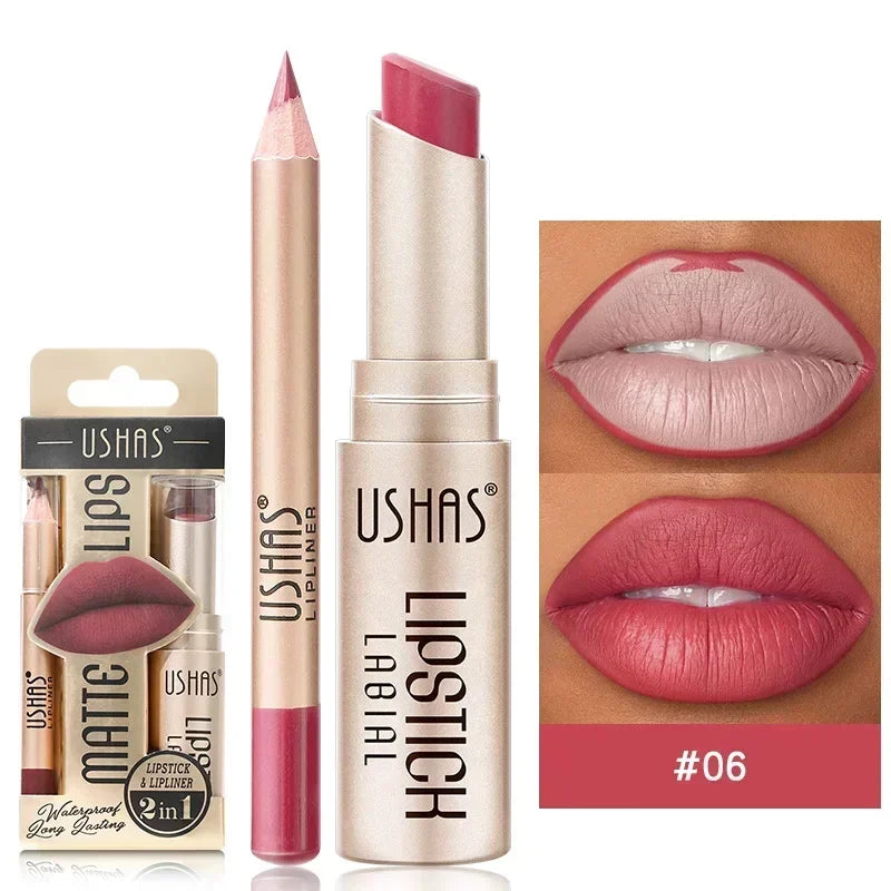 SAKSRAAR 2-in-1 Matte Lipstick and Lip Liner Set