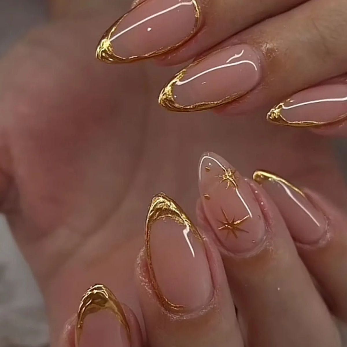 Metallic Cat Eye French Press-On Nails, 24-Piece Set