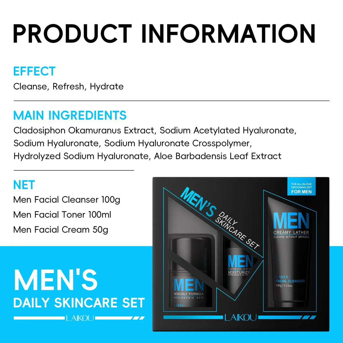 LAIKOU Men's 3-Step Skincare Set