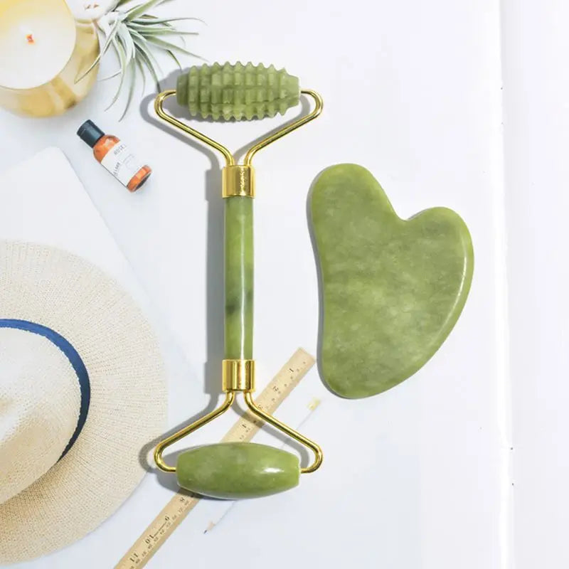 2-Piece Facial Roller and Gua Sha Massage Set