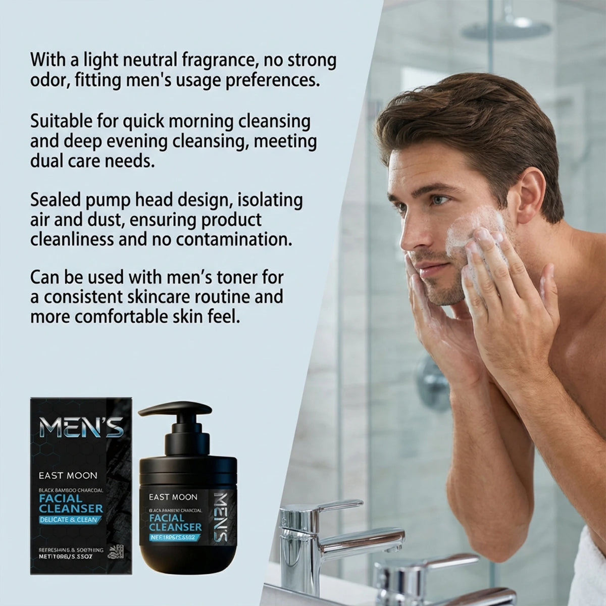 East Moon Charcoal Men's Facial Cleanser, 100 g
