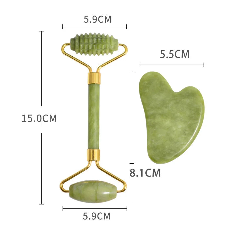 2-Piece Facial Roller and Gua Sha Massage Set