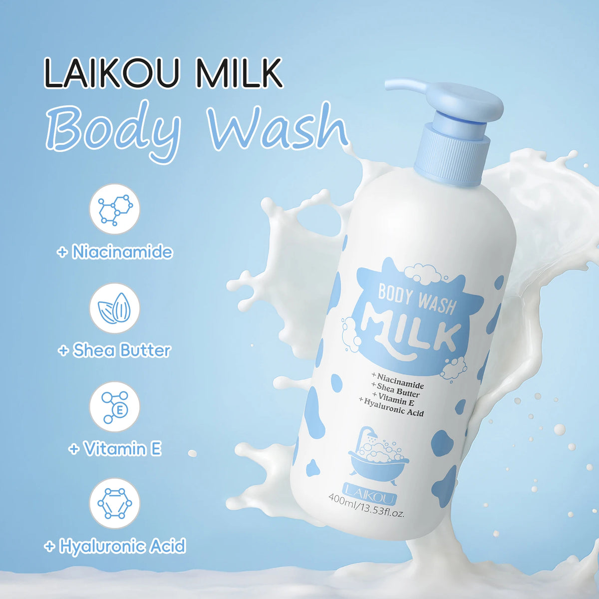 LAIKOU Milk Body Wash, 400ml