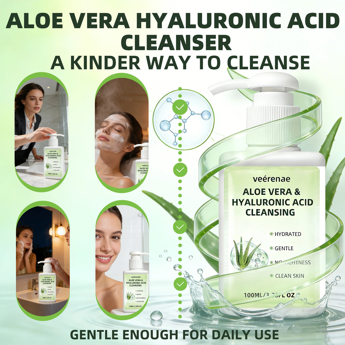 Veérenae Aloe Vera and Hyaluronic Acid Facial Cleanser
