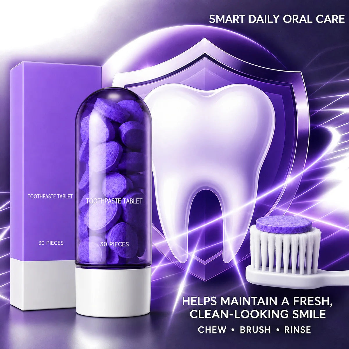 Purple Teeth Whitening Tablets, 30 Pieces