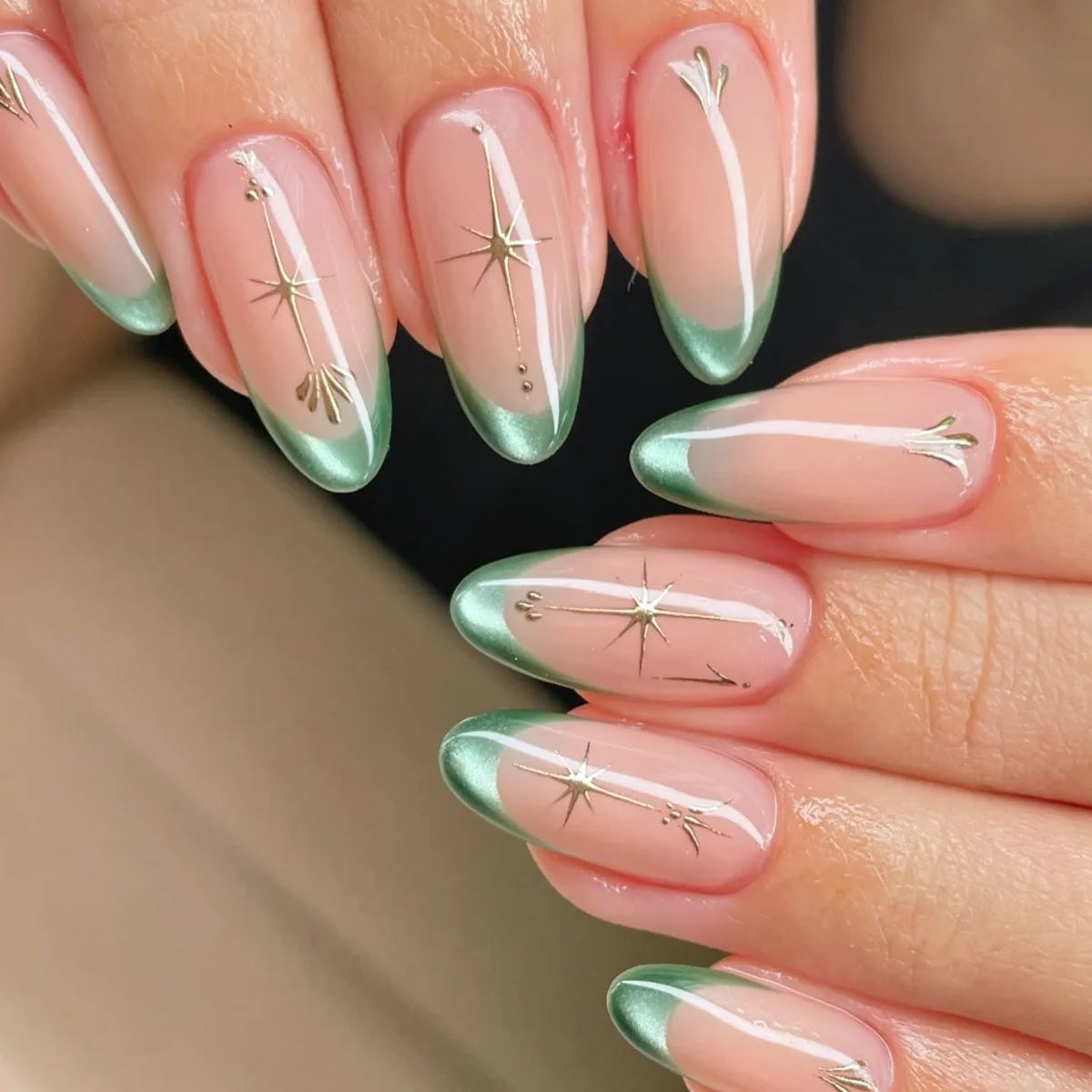 Romantic Y2K Star Press-On Nails, 24-Piece Almond Set