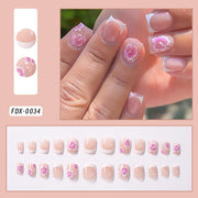 Pink Floral French Press-On Nails, 24-Piece Set