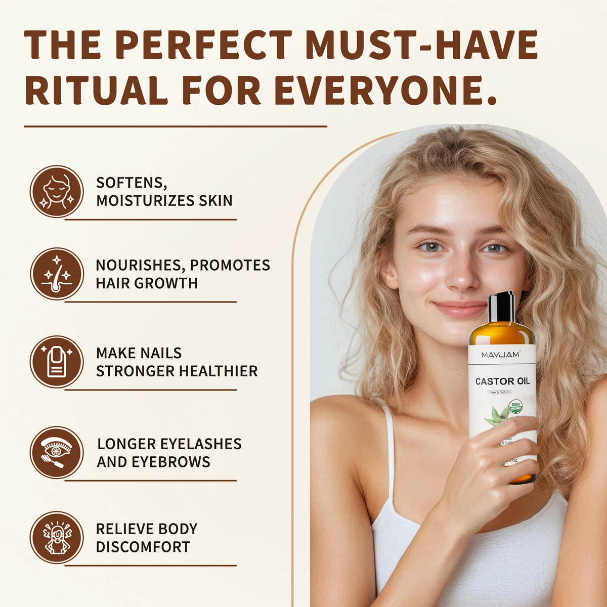 Cold-Pressed Castor Oil for Skin and Hair Care