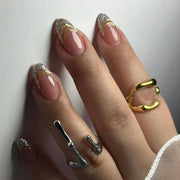 Metallic Cat Eye French Press-On Nails, 24-Piece Set