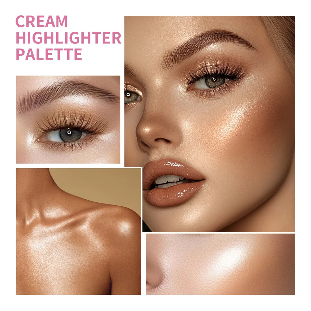 8-Color Cream Makeup Palette, Highlighter and Blush