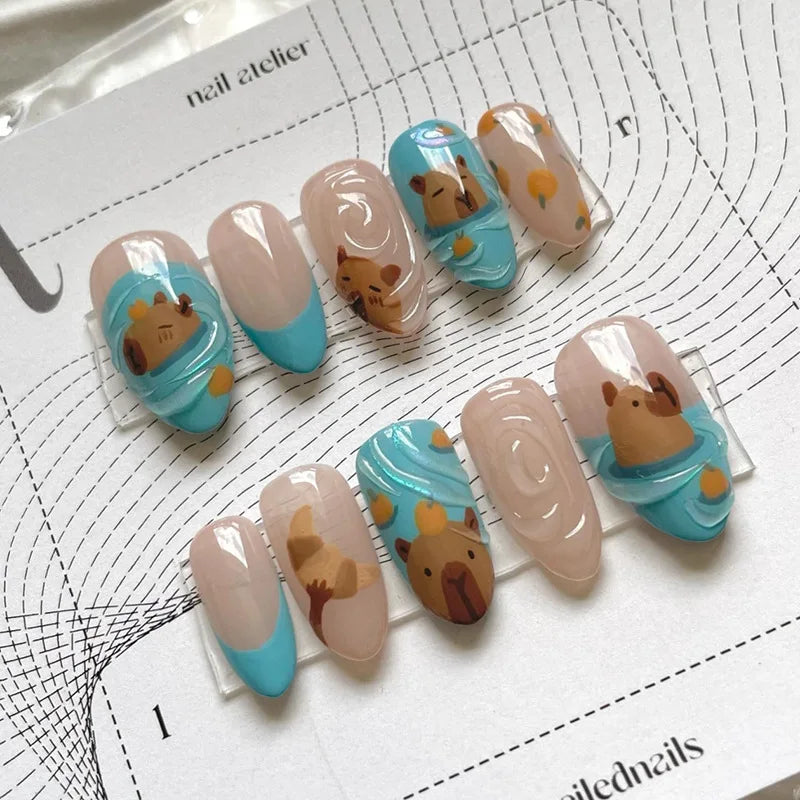 Romantic Y2K Star Press-On Nails, 24-Piece Almond Set