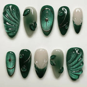 Metallic Cat Eye French Press-On Nails, 24-Piece Set