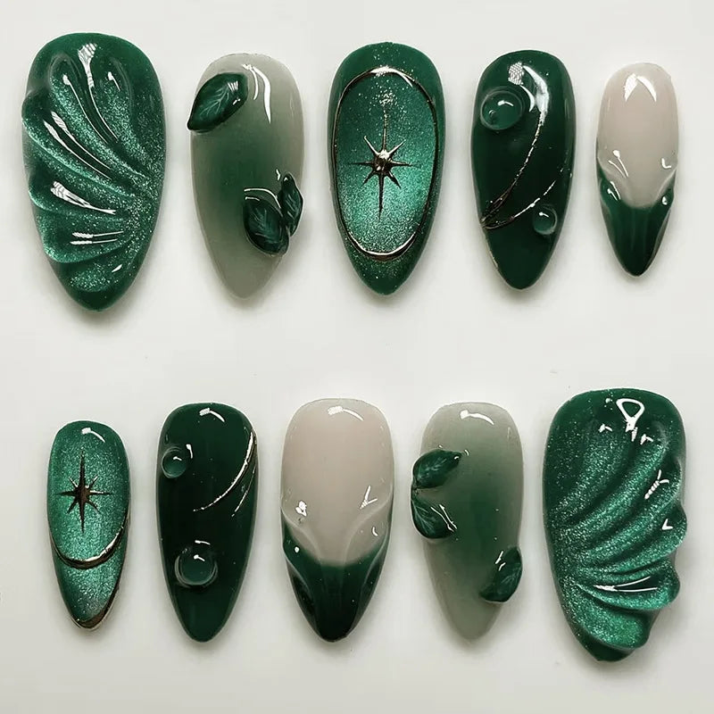 Metallic Cat Eye French Press-On Nails, 24-Piece Set