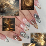 Romantic Y2K Star Press-On Nails, 24-Piece Almond Set