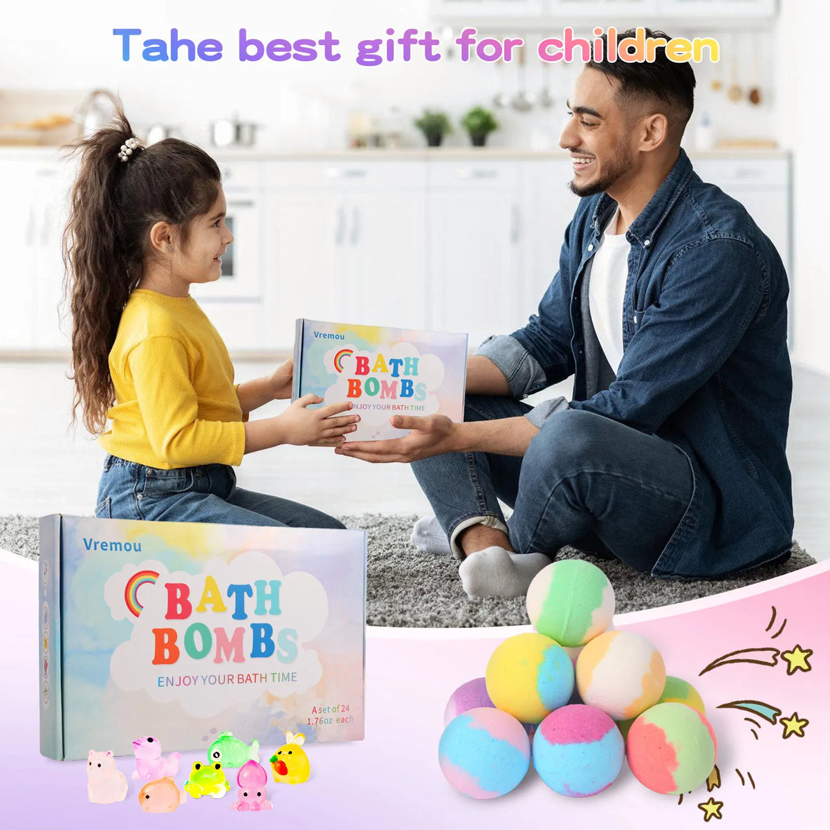 Kids Surprise Bath Bombs, 15 or 24 Pack