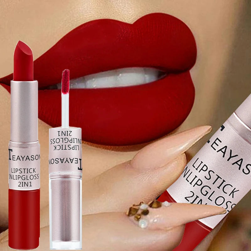 Dual-Ended Velvet Matte Lipstick and Lip Gloss