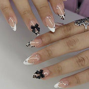 French Tip Orchid Press-On Nails, 24-Piece Leopard Set