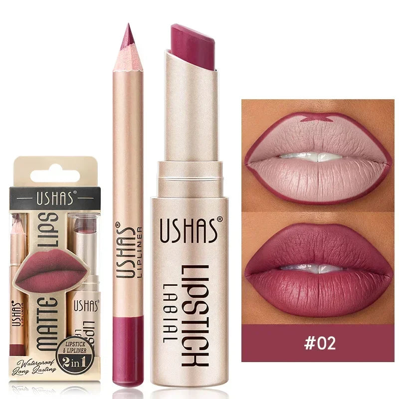 SAKSRAAR 2-in-1 Matte Lipstick and Lip Liner Set