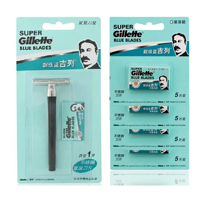 Gillette Super Blue Straight Razor with Stainless Steel Blades