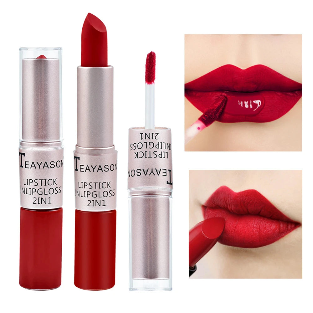 Dual-Ended Velvet Matte Lipstick and Lip Gloss