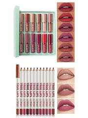12-Piece Matte Liquid Lipstick and Lip Liner Set