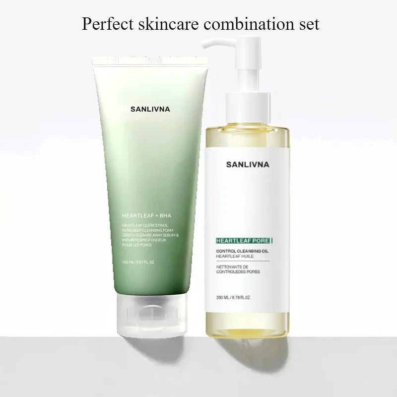 SANLIVNA Heartleaf Facial Cleanser and Cleansing Oil Set