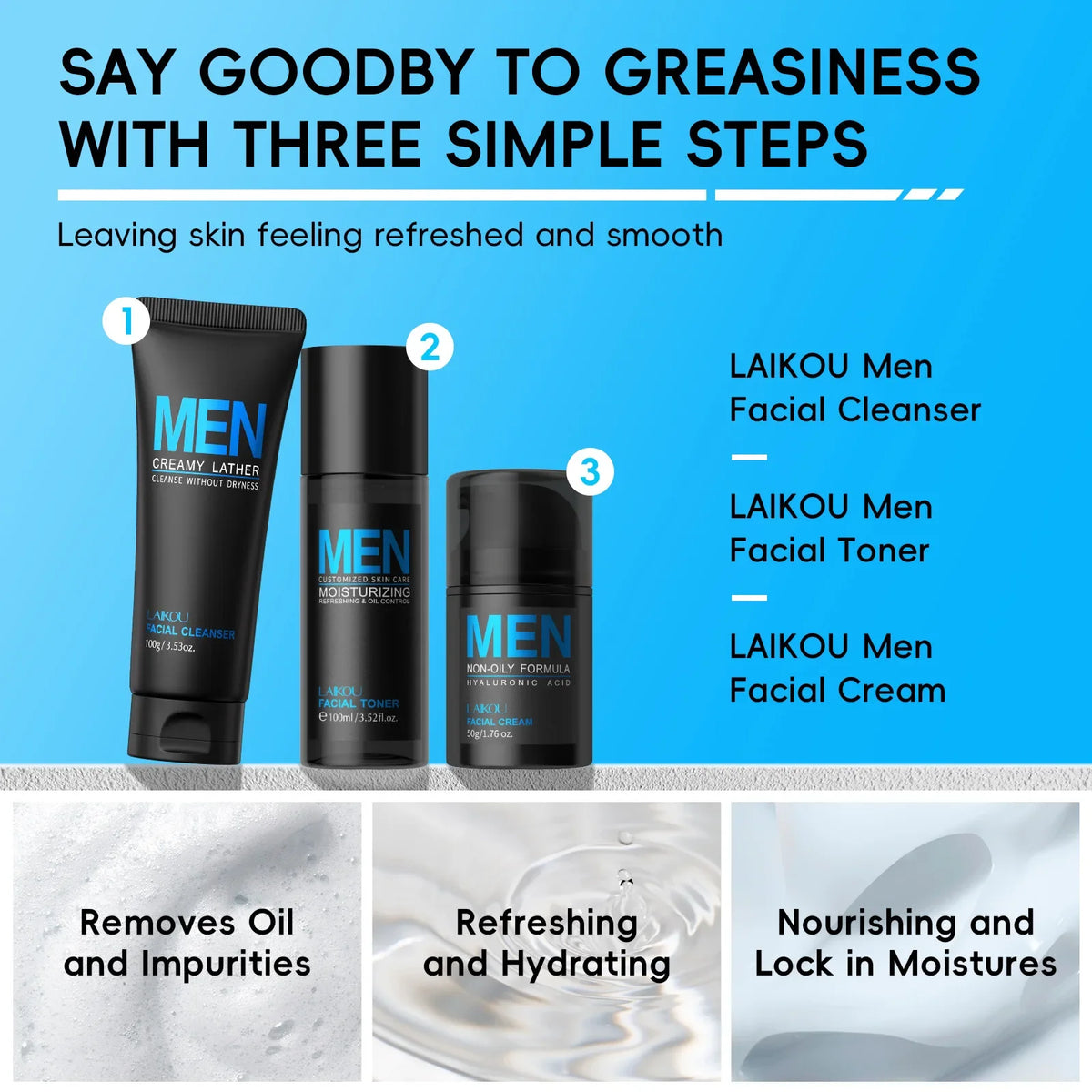 LAIKOU Men's 3-Step Skincare Set