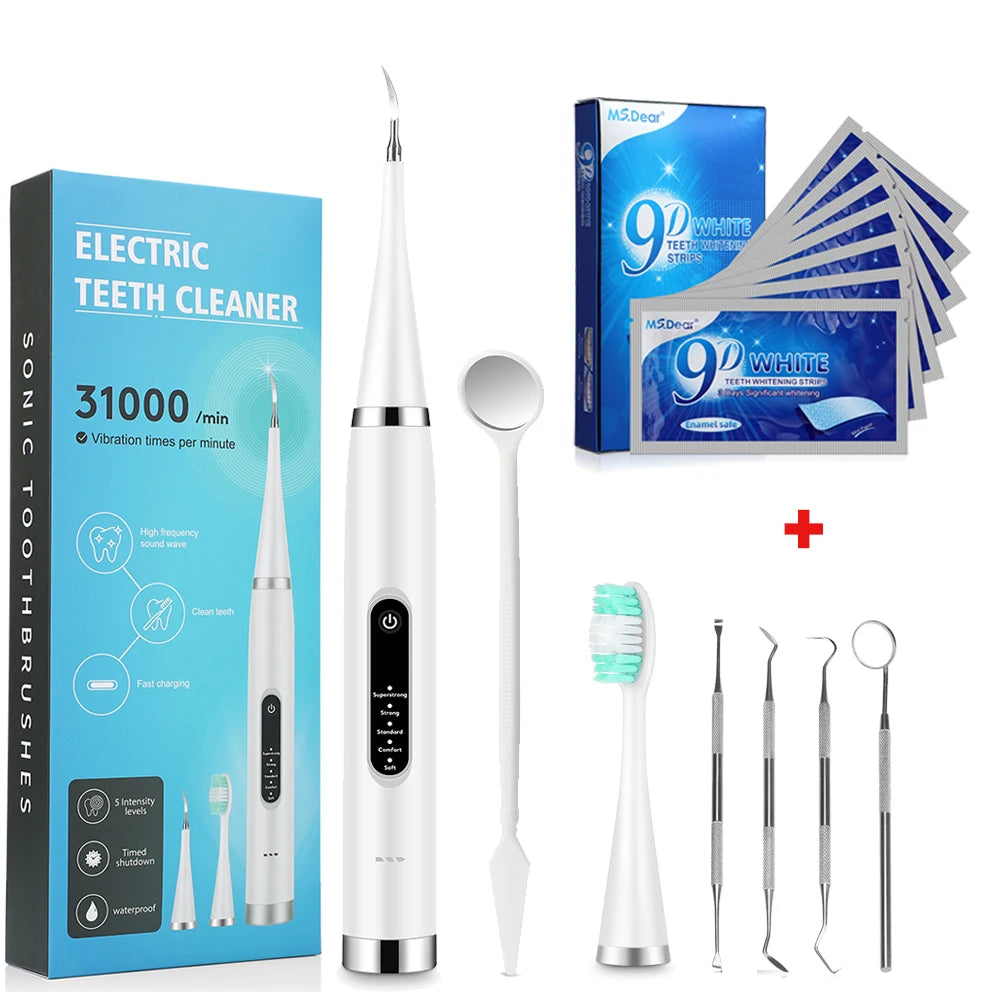Electric Dental Scaler and Teeth Whitening Strip Set