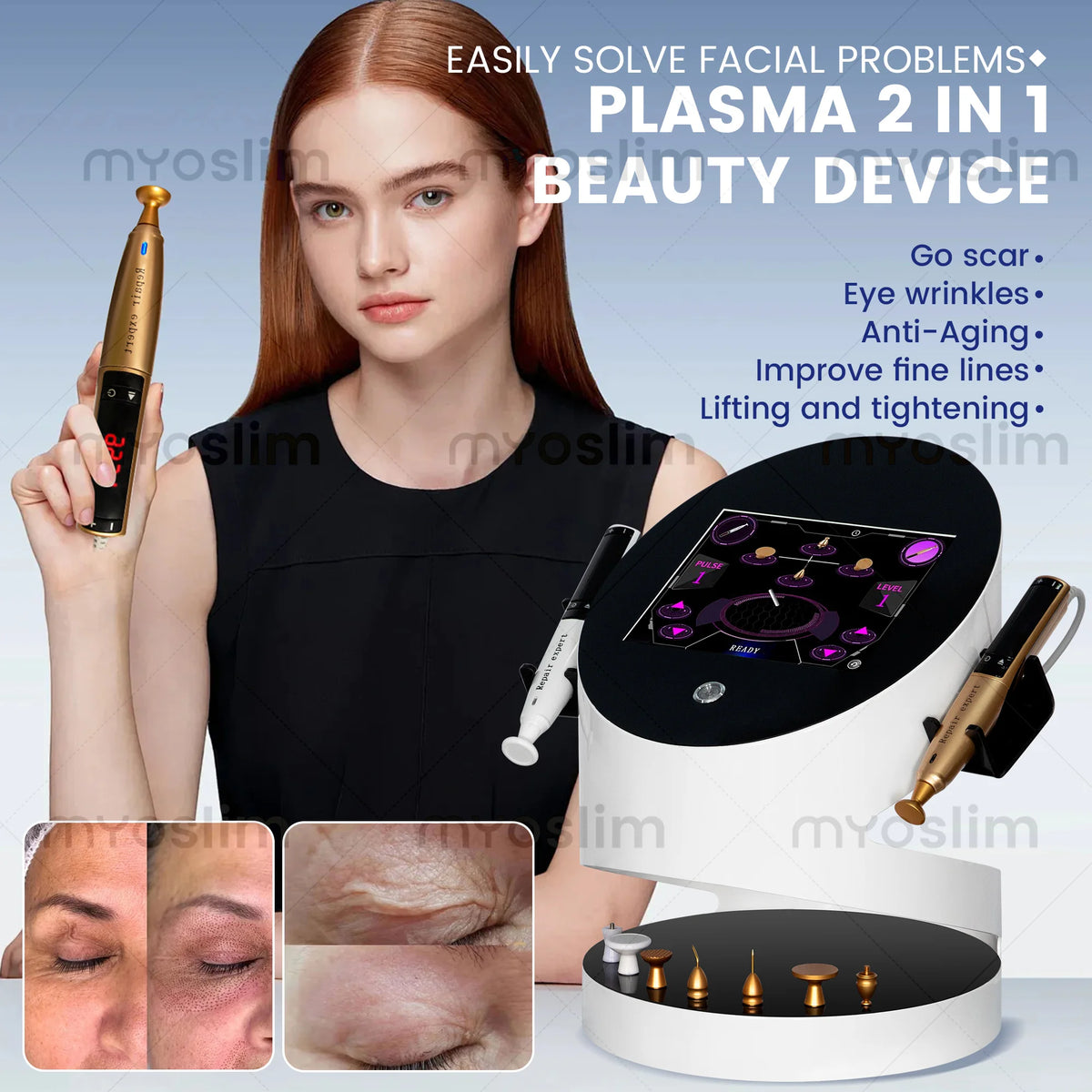 2-in-1 Ozone and Gold Plasma Facial Treatment Machine