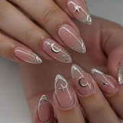 Romantic Y2K Star Press-On Nails, 24-Piece Almond Set
