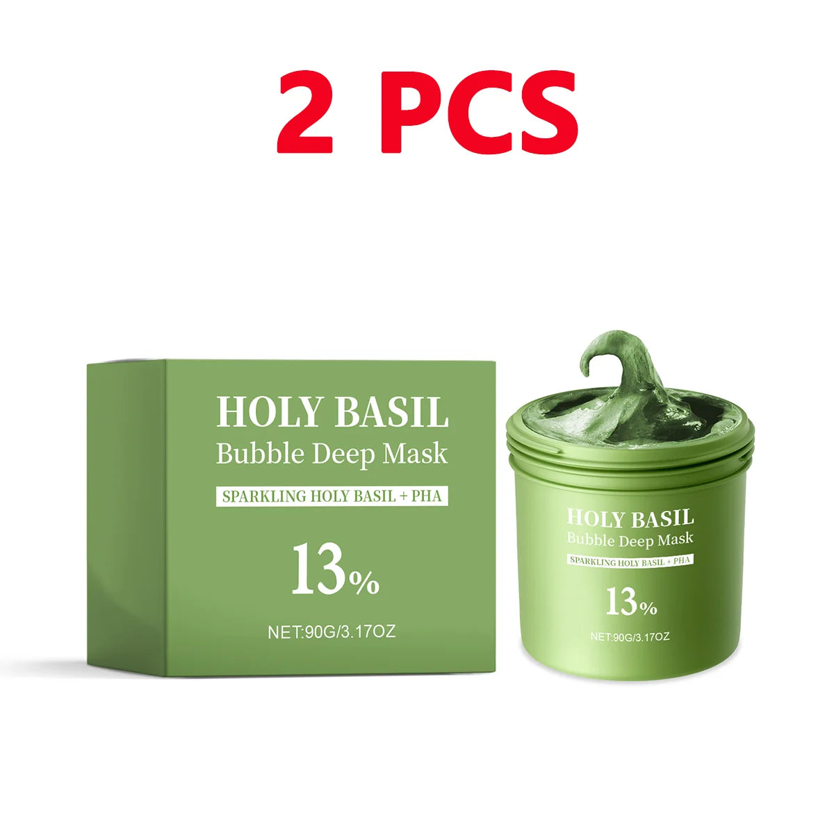 Holy Basil Bubble Clay-to-Foam Facial Mask with PHA, 90 g