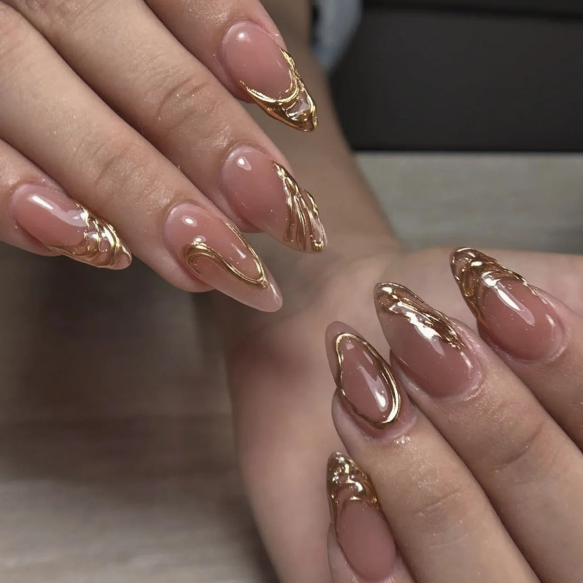 Metallic Cat Eye French Press-On Nails, 24-Piece Set