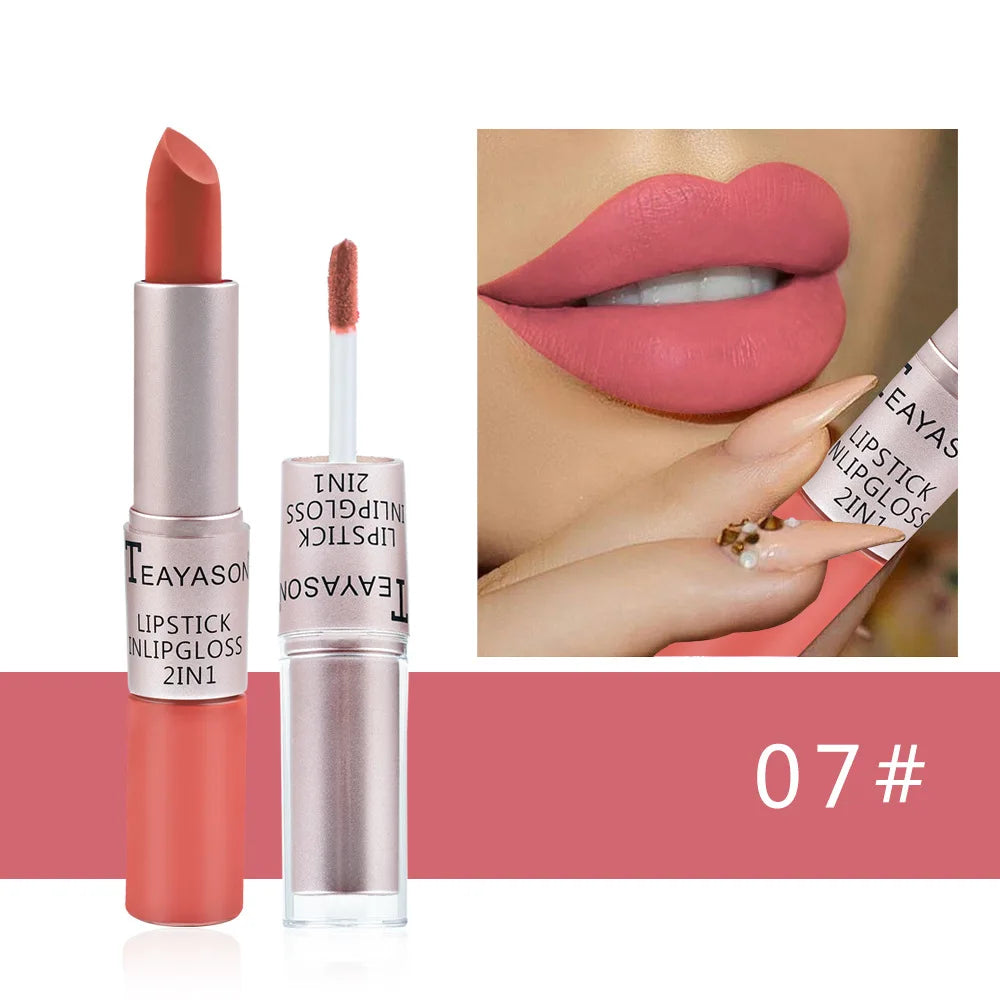 Dual-Ended Velvet Matte Lipstick and Lip Gloss