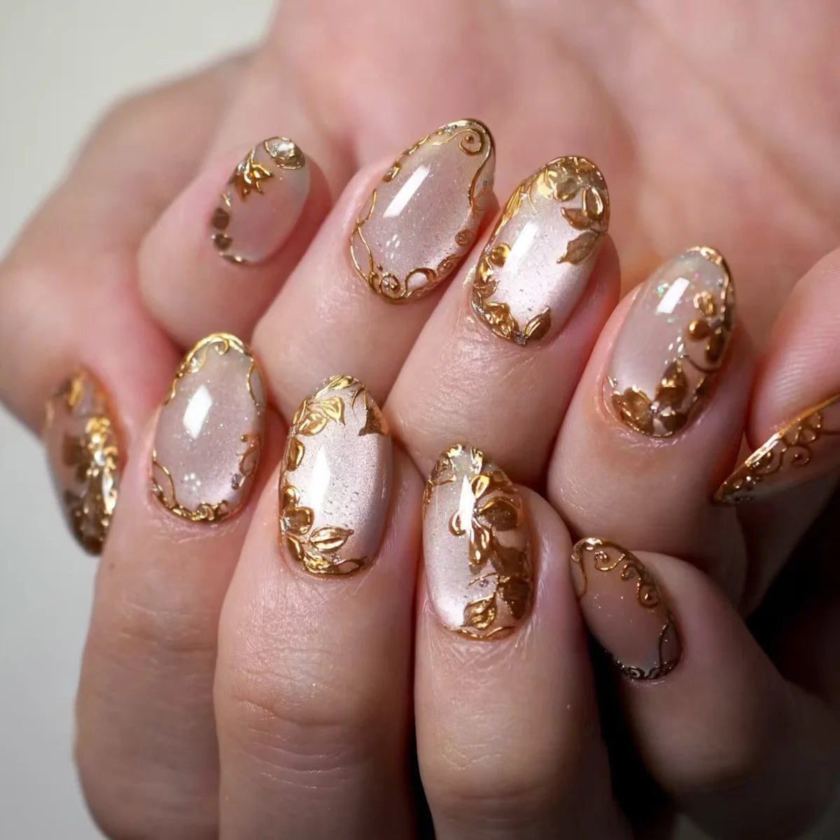 Metallic Cat Eye French Press-On Nails, 24-Piece Set