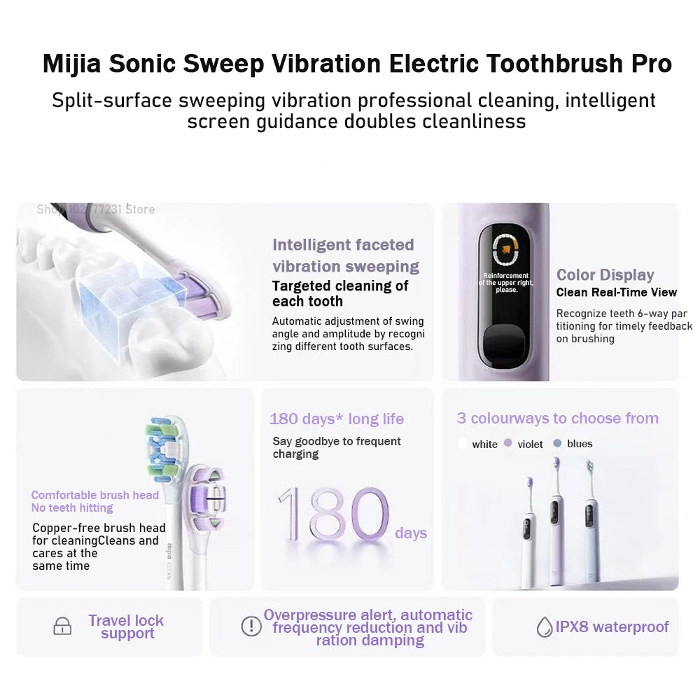MIJIA Oscillation Electric Toothbrush Pro, 4 Modes, IPX8 Waterproof