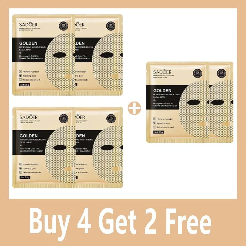 SADOER 24K Gold Facial Mask Sheets, 20 Pieces